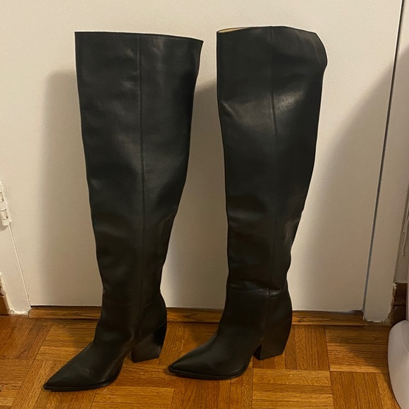 All Saints Reina Genuine Leather Over the Knee Boots - Picture 5 of 5